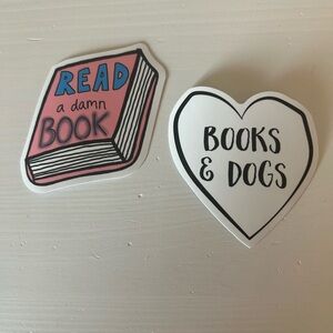 Free with any purchase! Pink and White Book and Heart Stickers